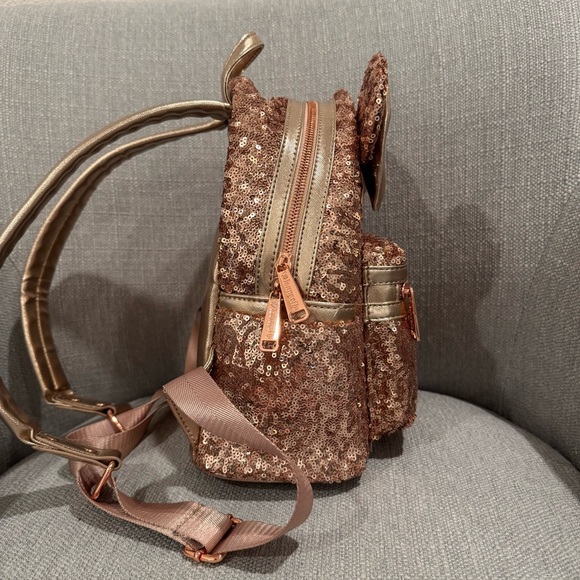 Disney Loungefly Rose Gold Sequin Mini Backpack - Picture 5 of 8
